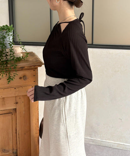 變形掛脖羅紋套頭上衣