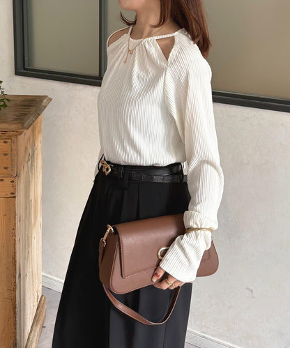 變形掛脖羅紋套頭上衣