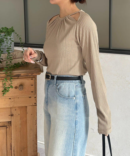 變形掛脖羅紋套頭上衣