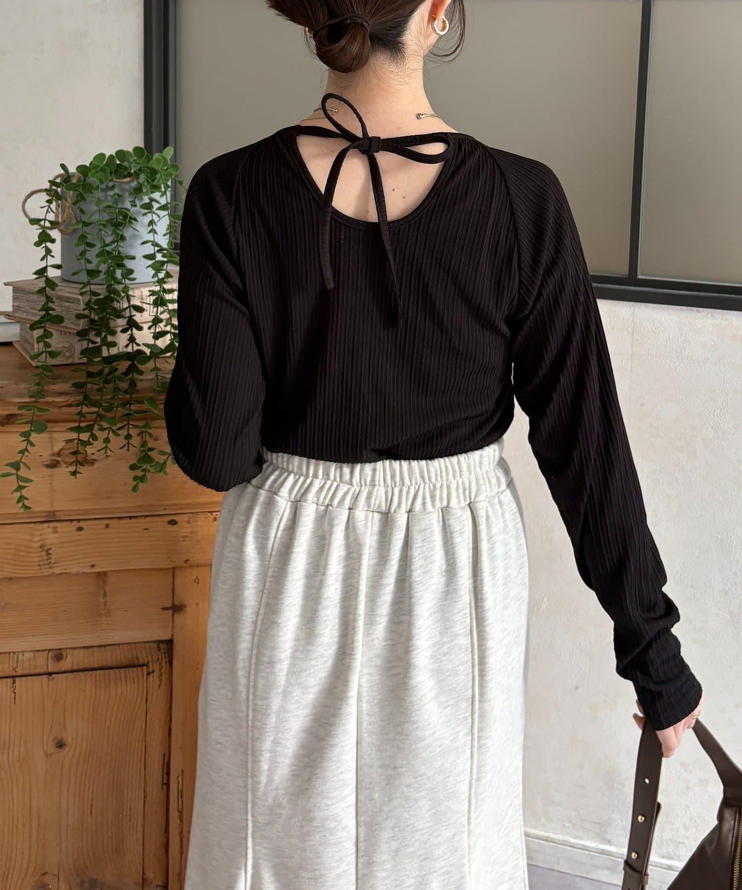 變形掛脖羅紋套頭上衣