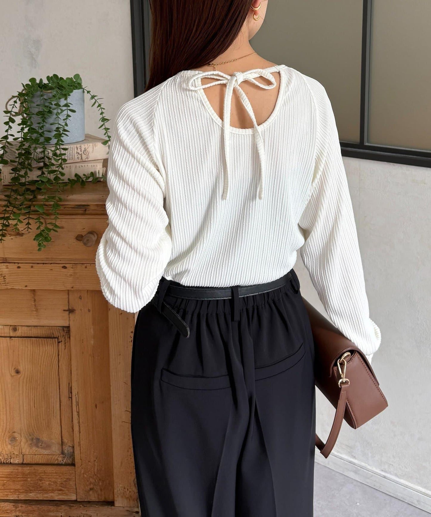 變形掛脖羅紋套頭上衣