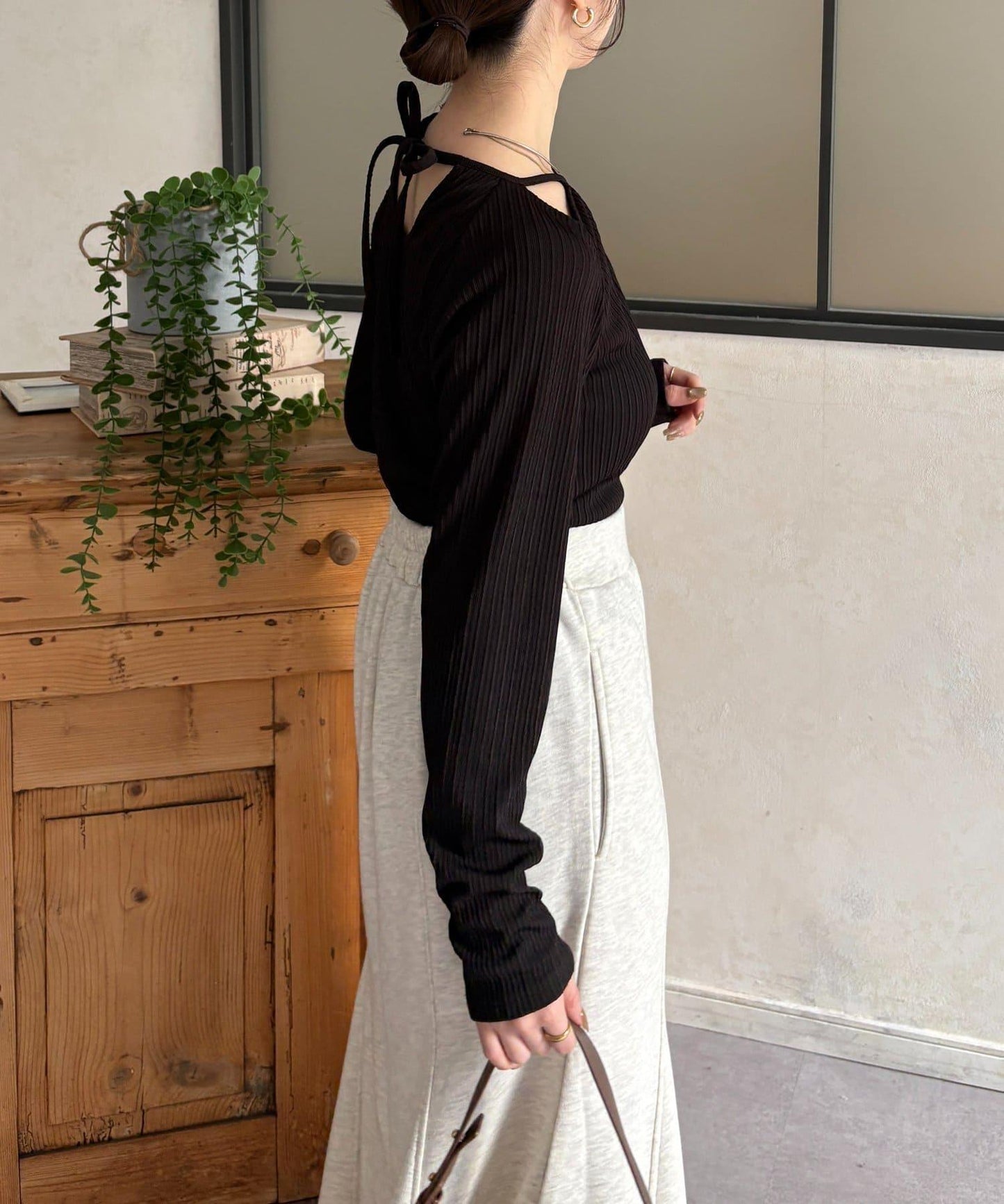 變形掛脖羅紋套頭上衣