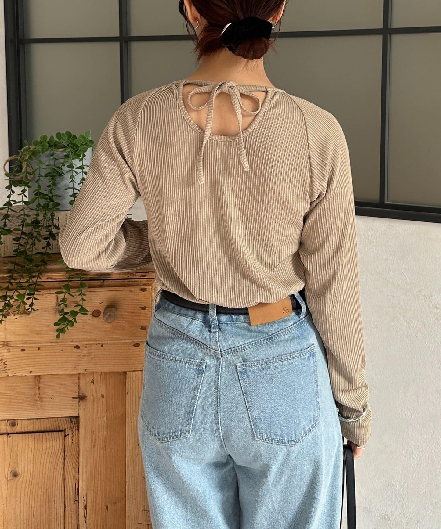 變形掛脖羅紋套頭上衣