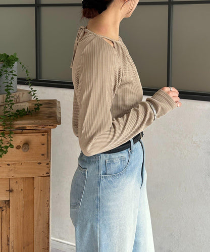 變形掛脖羅紋套頭上衣