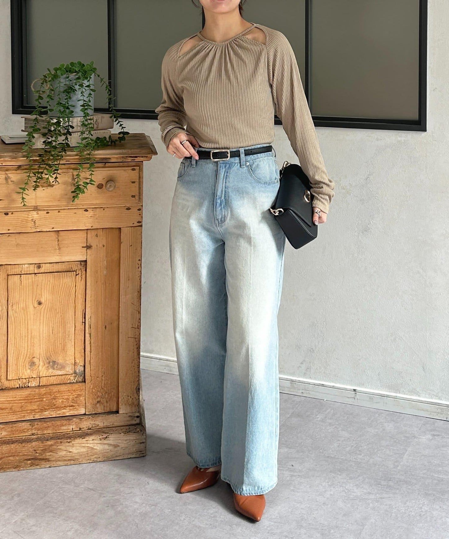 變形掛脖羅紋套頭上衣