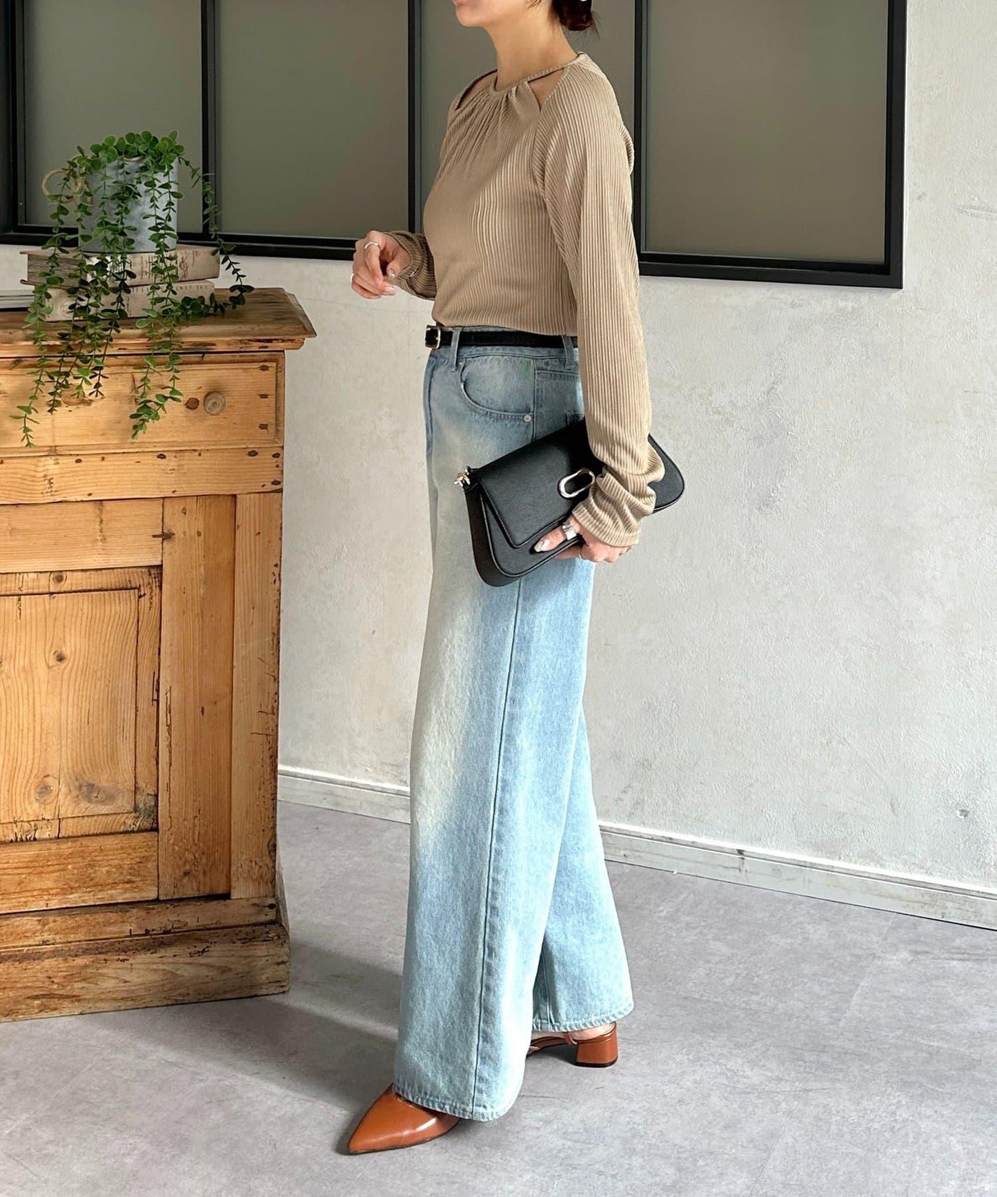 變形掛脖羅紋套頭上衣