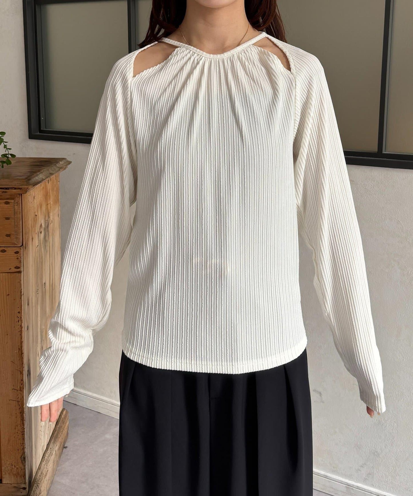 變形掛脖羅紋套頭上衣