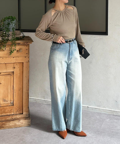 變形掛脖羅紋套頭上衣