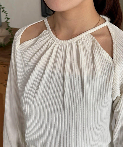 變形掛脖羅紋套頭上衣