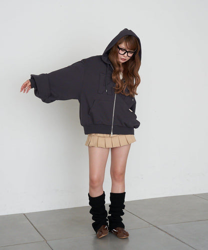 帶腰帶斜紋層疊半身裙