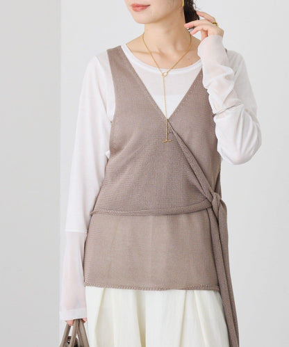 流行感 交叉裹身 針織 背心