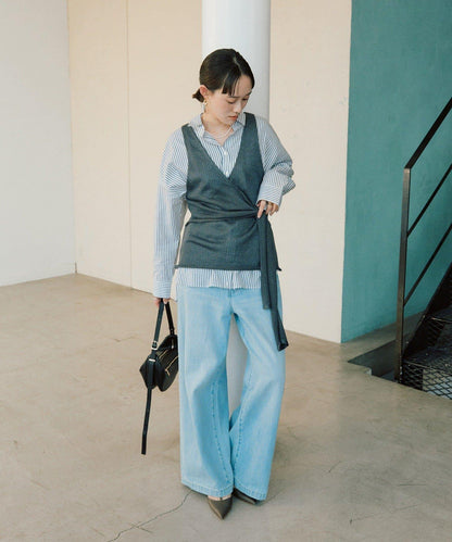 流行感 交叉裹身 針織 背心