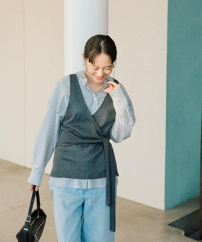 流行感 交叉裹身 針織 背心