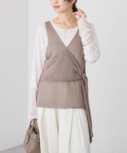 流行感 交叉裹身 針織 背心