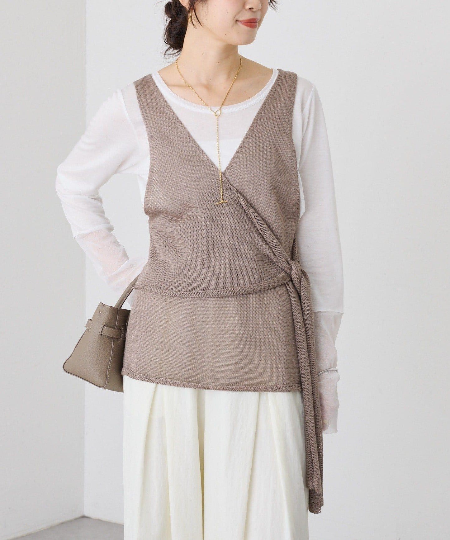 流行感 交叉裹身 針織 背心