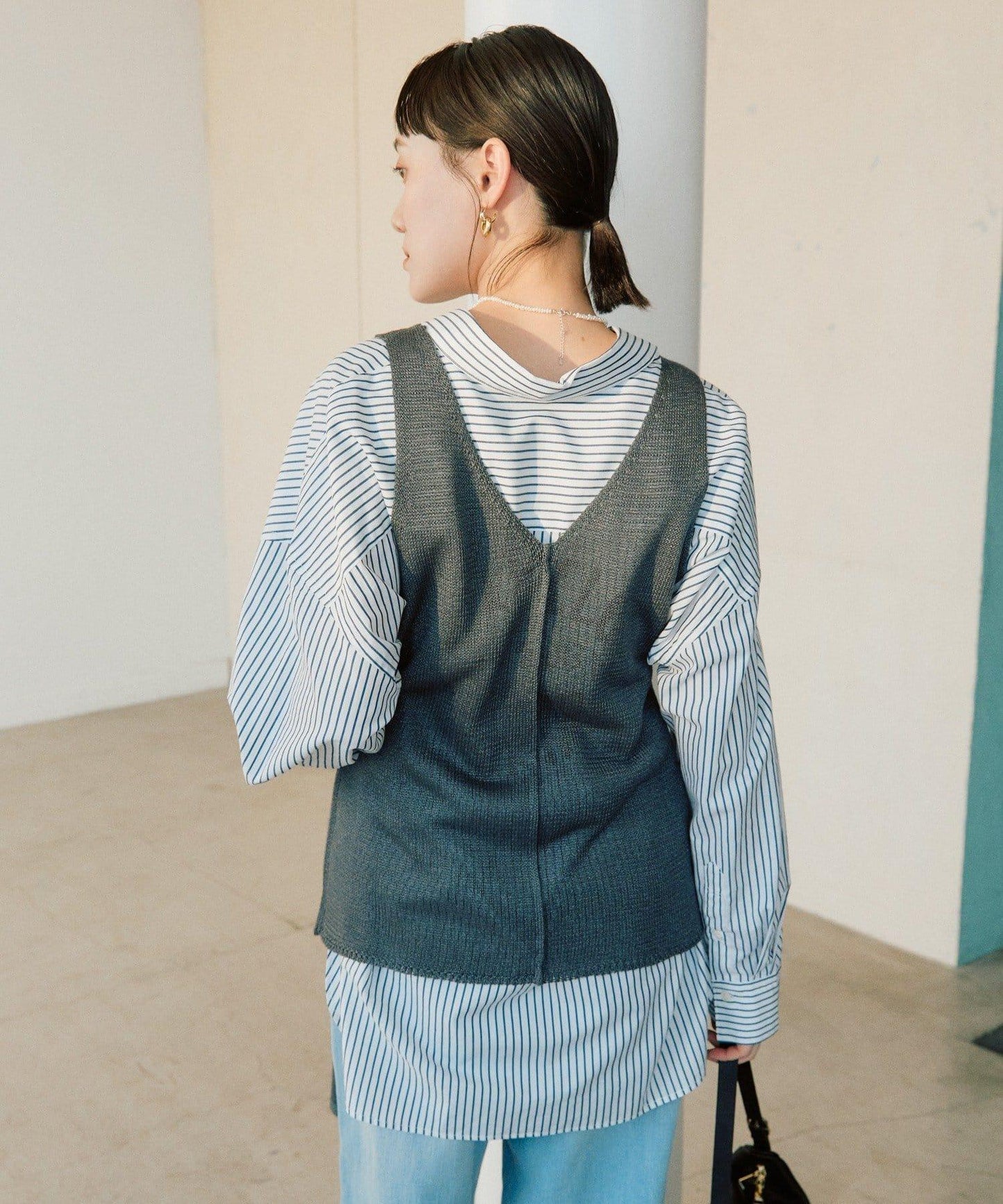 流行感 交叉裹身 針織 背心