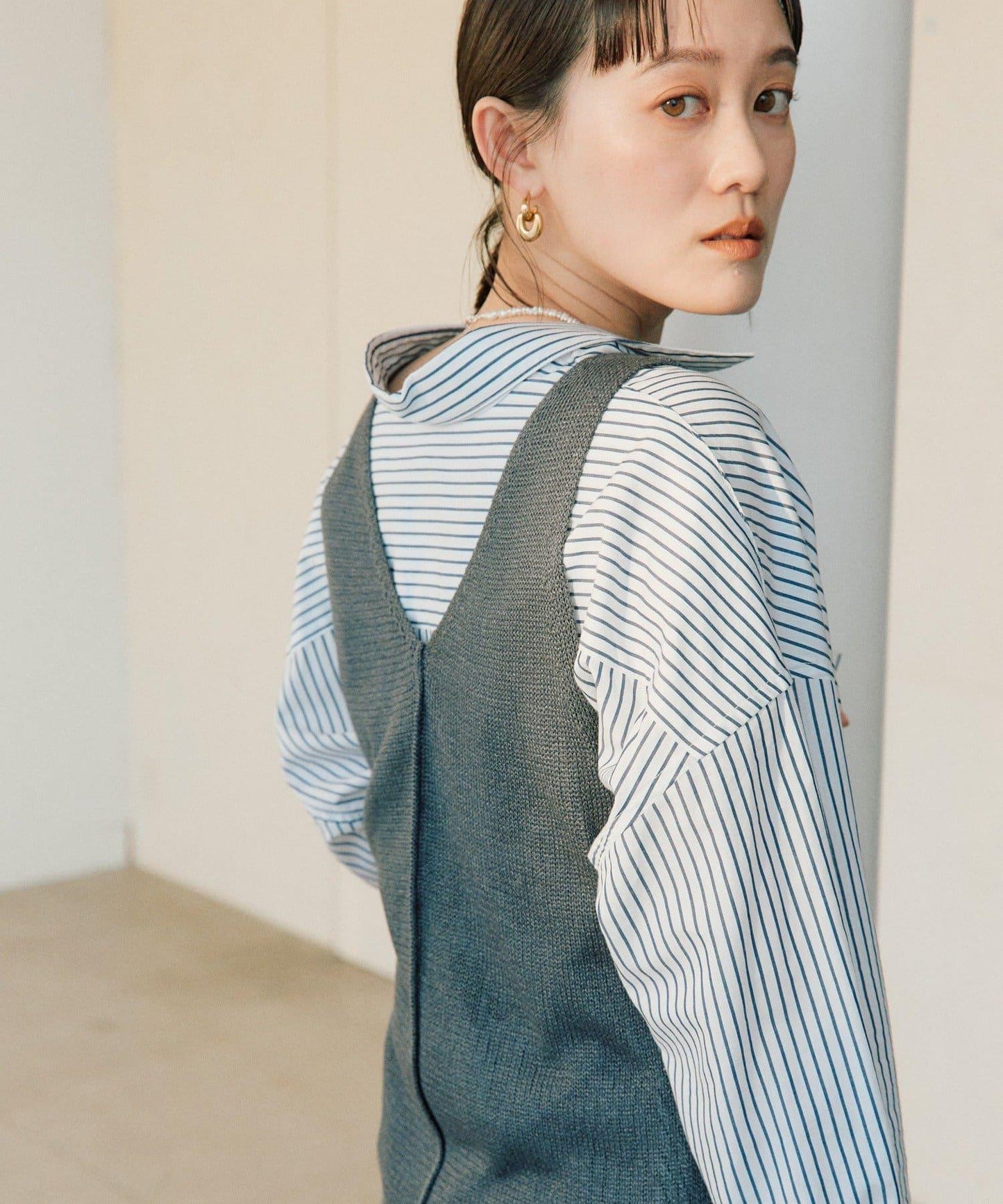 流行感 交叉裹身 針織 背心