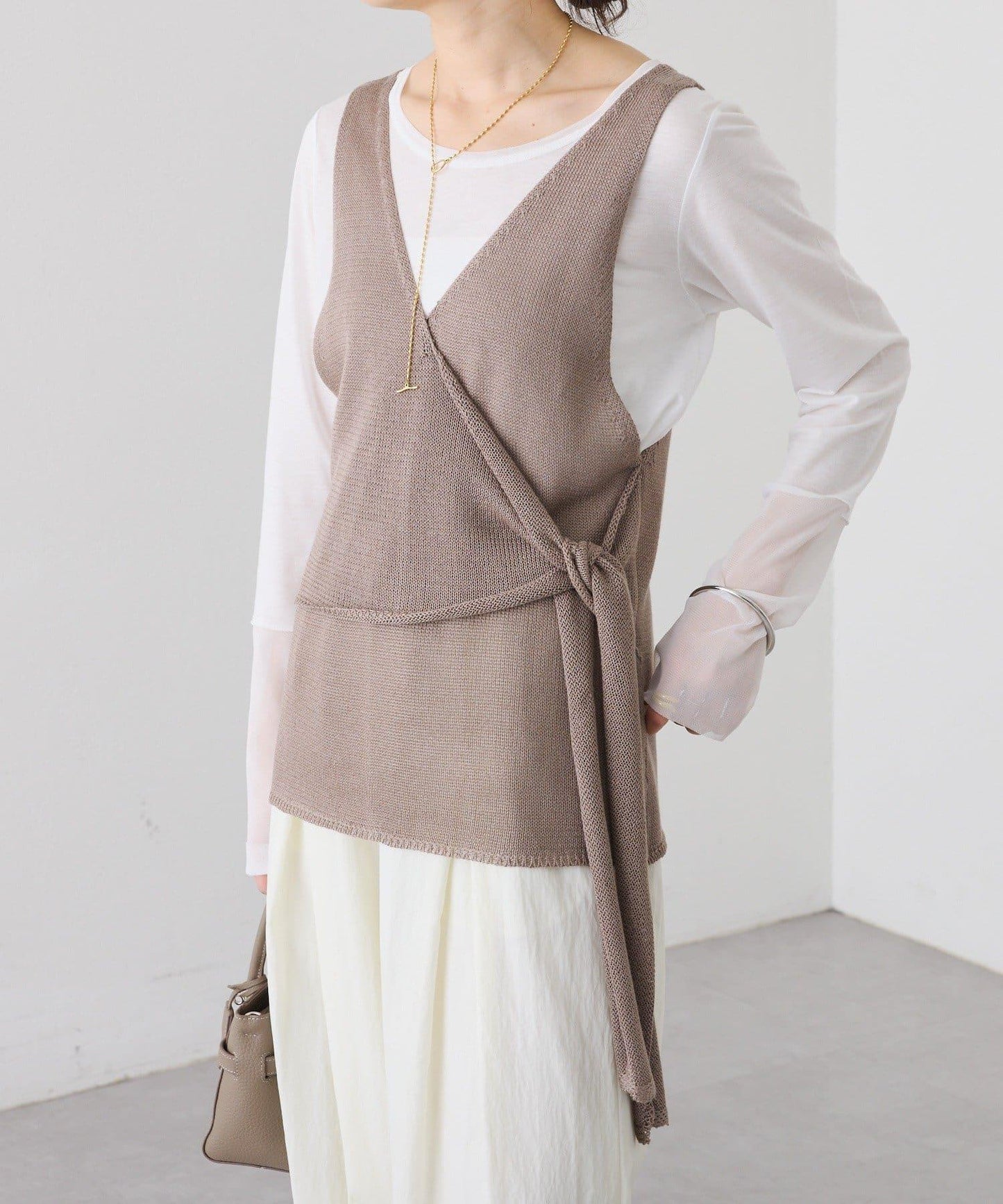 流行感 交叉裹身 針織 背心