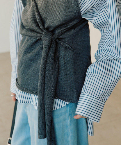 流行感 交叉裹身 針織 背心