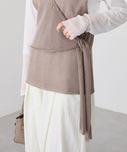 流行感 交叉裹身 針織 背心