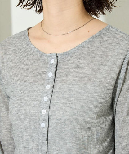 配色シアーリブボタンカーディガン【限定展開】