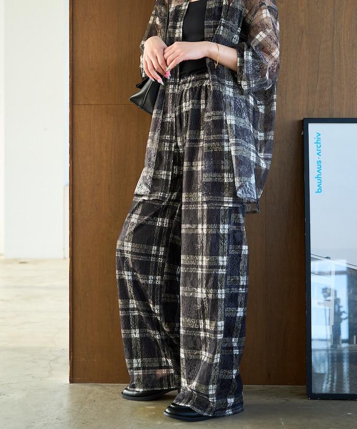 レースプリント柄イージーパンツ(セットアップ対応)【限定展開】