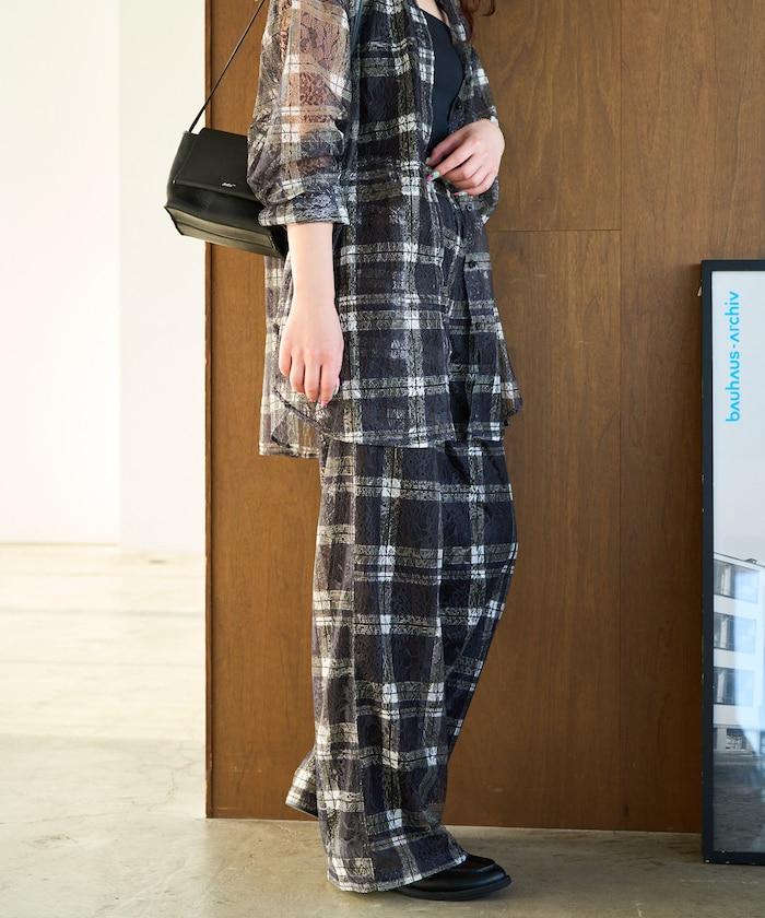 レースプリント柄イージーパンツ(セットアップ対応)【限定展開】