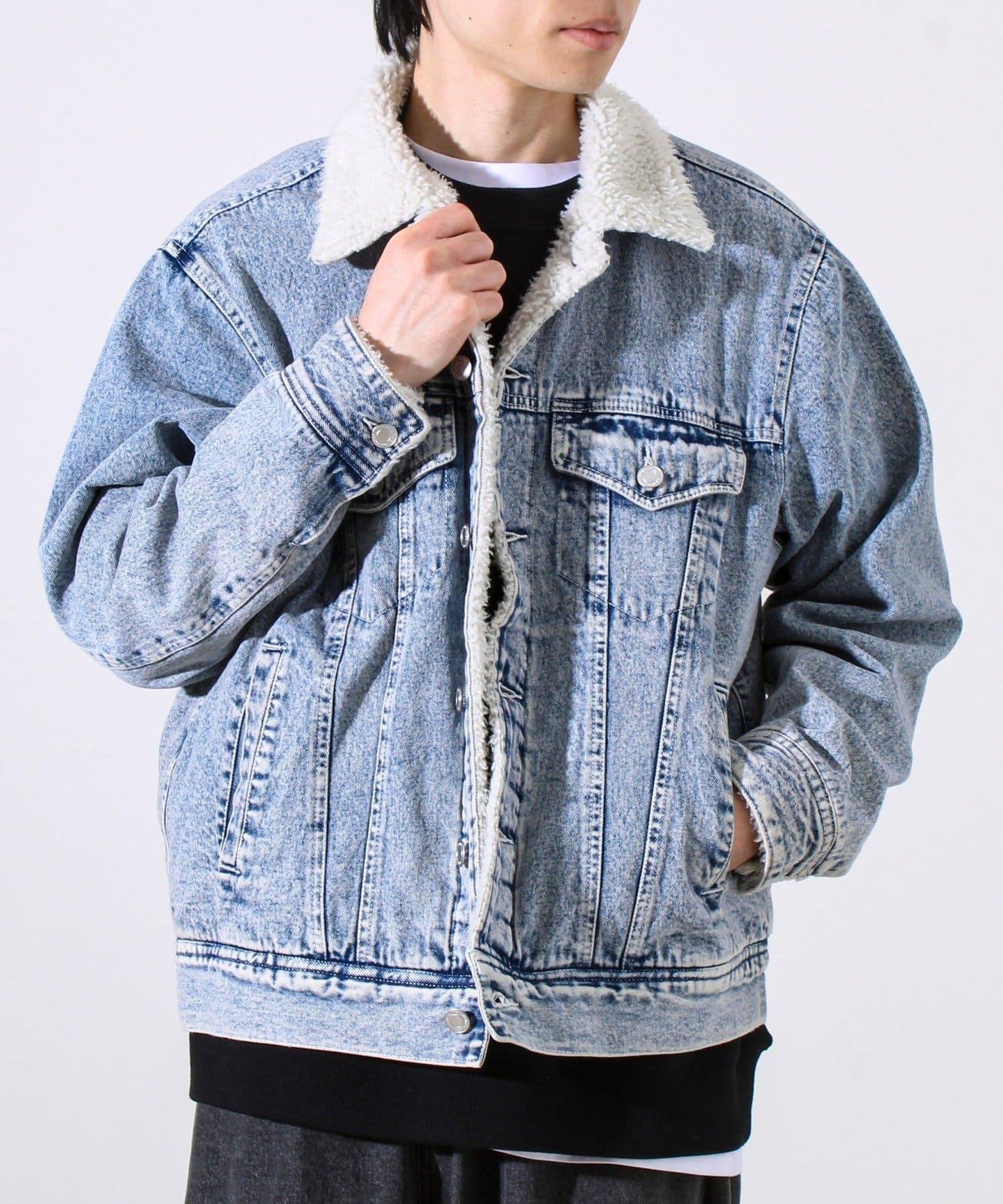 牛仔風暴騎士內襯羊羔絨牛仔夾克