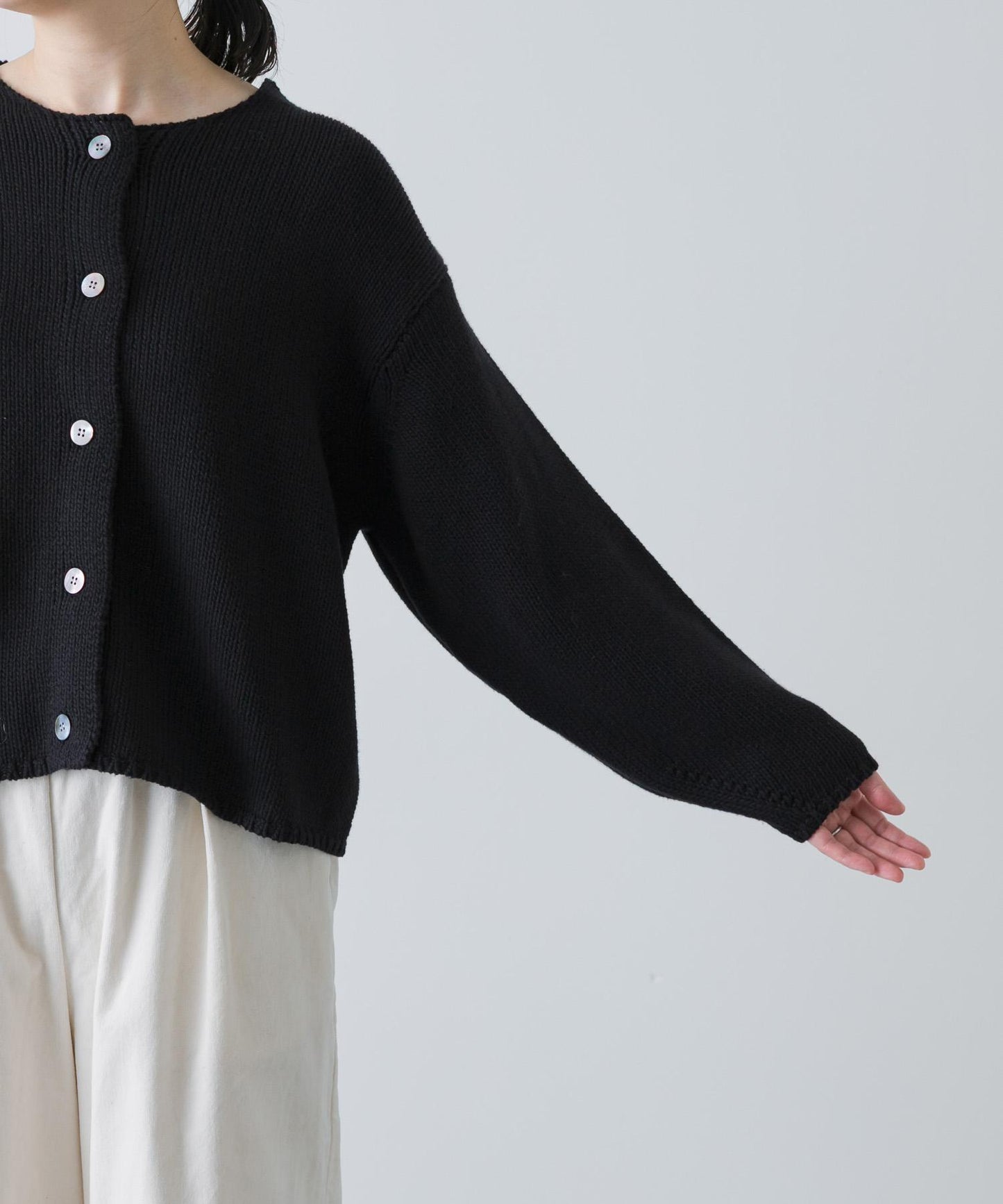 棉質低密度針織短款開衫