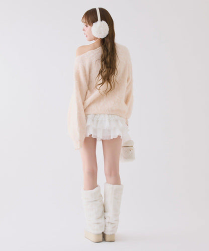 珠飾毛絨針織上衣