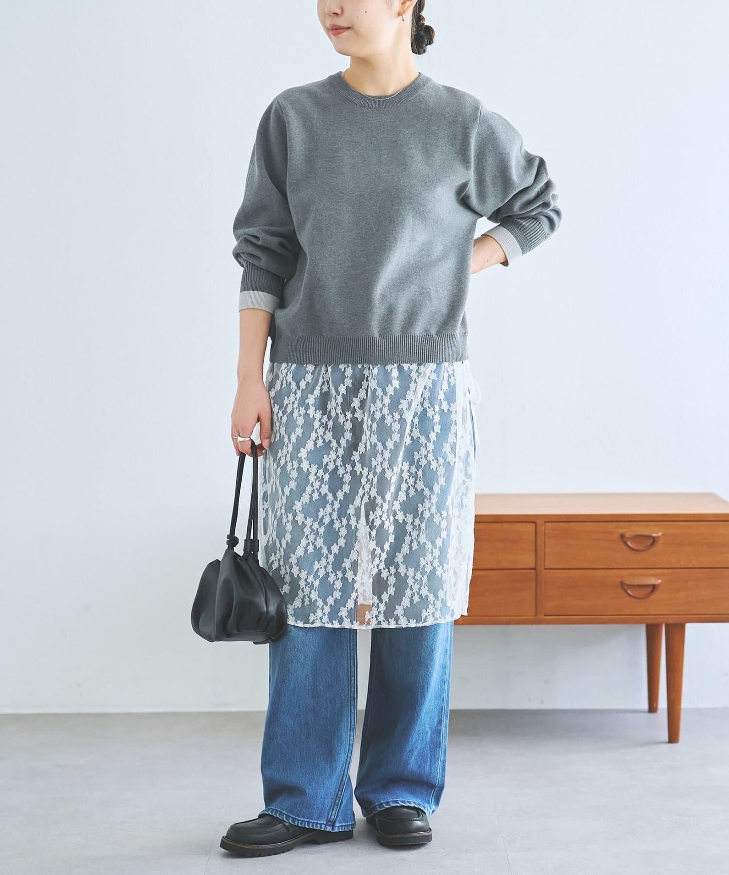 FRIPIER 蕾絲拼接針織上衣