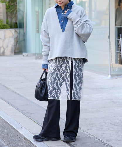 FRIPIER 蕾絲拼接針織上衣