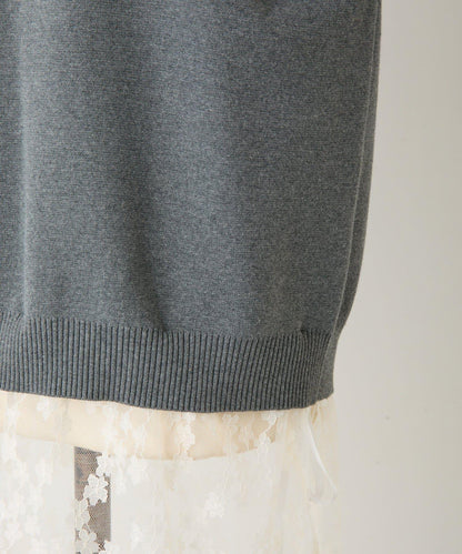 FRIPIER 蕾絲拼接針織上衣