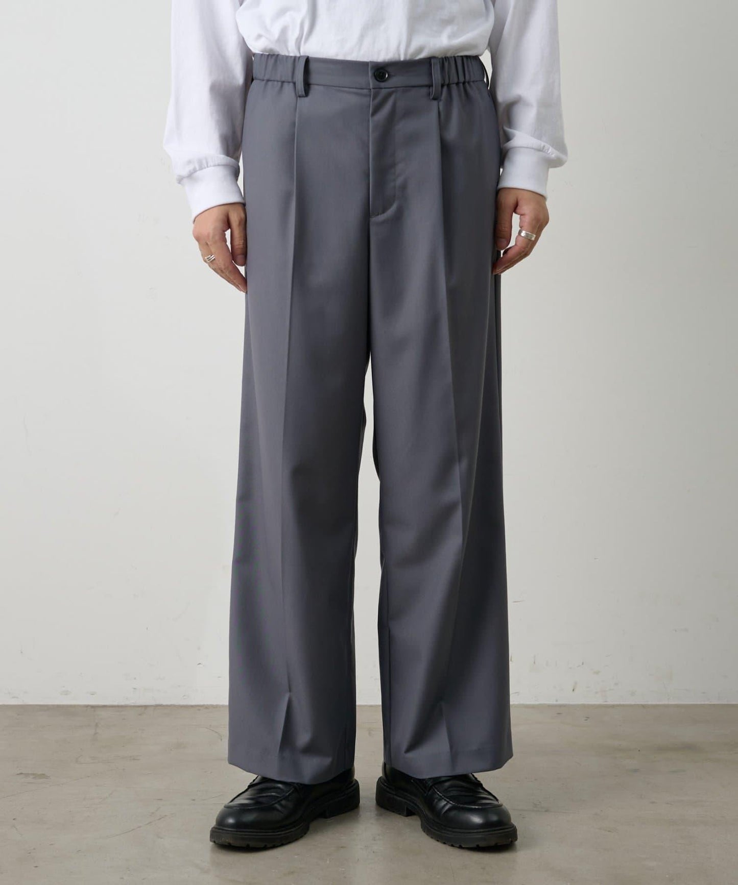 成套搭配 舒適斜紋闊腿西裝褲