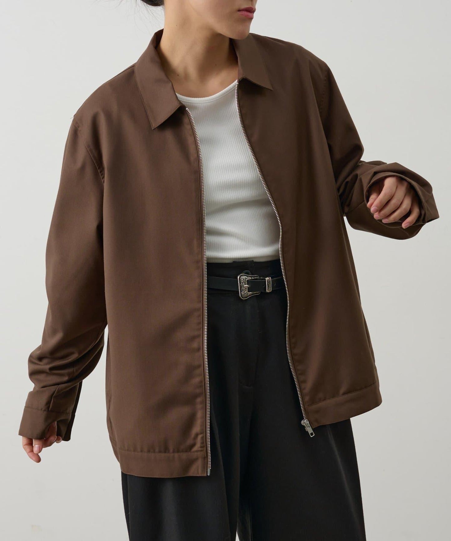 可成套搭配 舒適斜紋 拉鍊襯衫