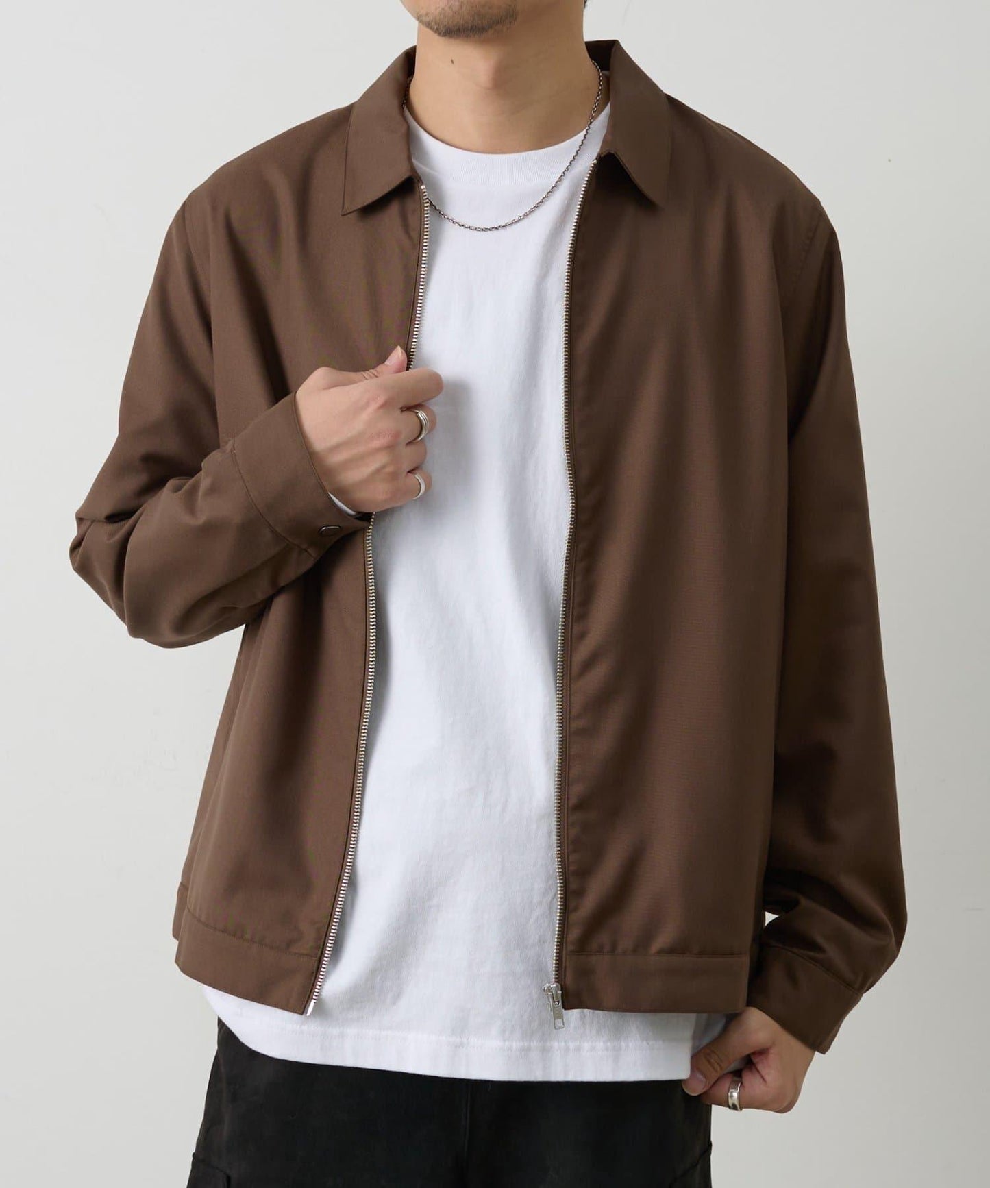 可成套搭配 舒適斜紋 拉鍊襯衫