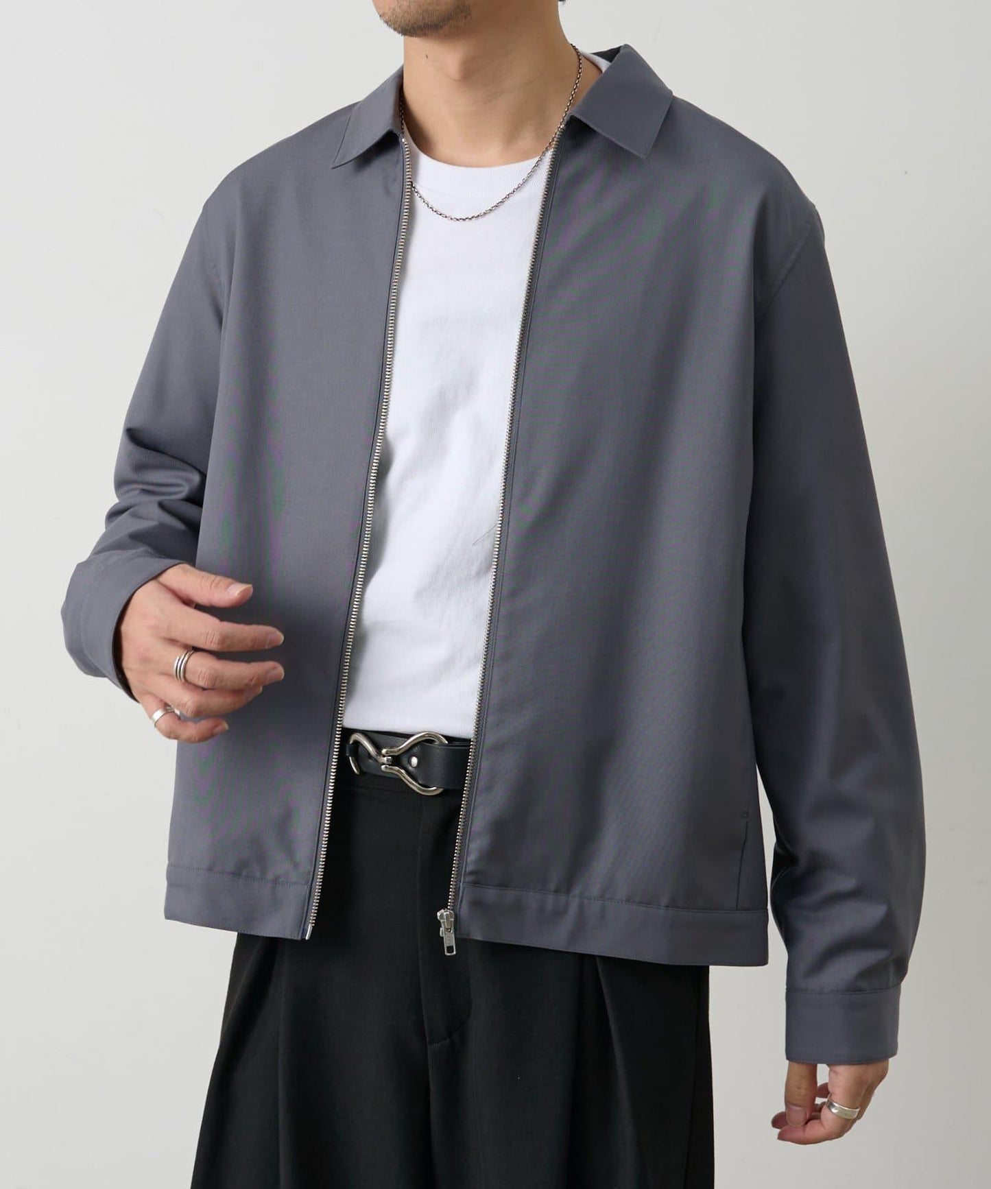 可成套搭配 舒適斜紋 拉鍊襯衫