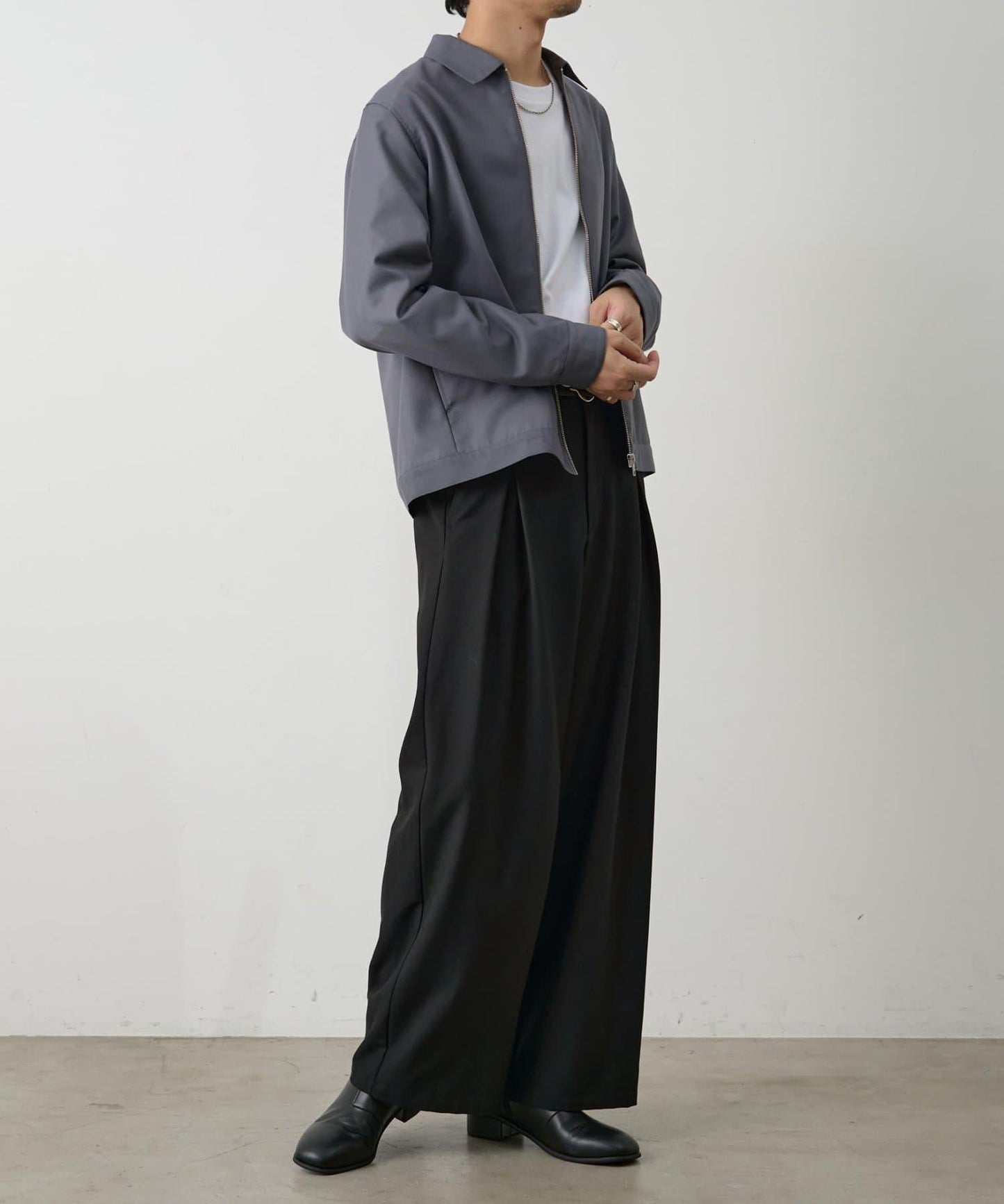 可成套搭配 舒適斜紋 拉鍊襯衫