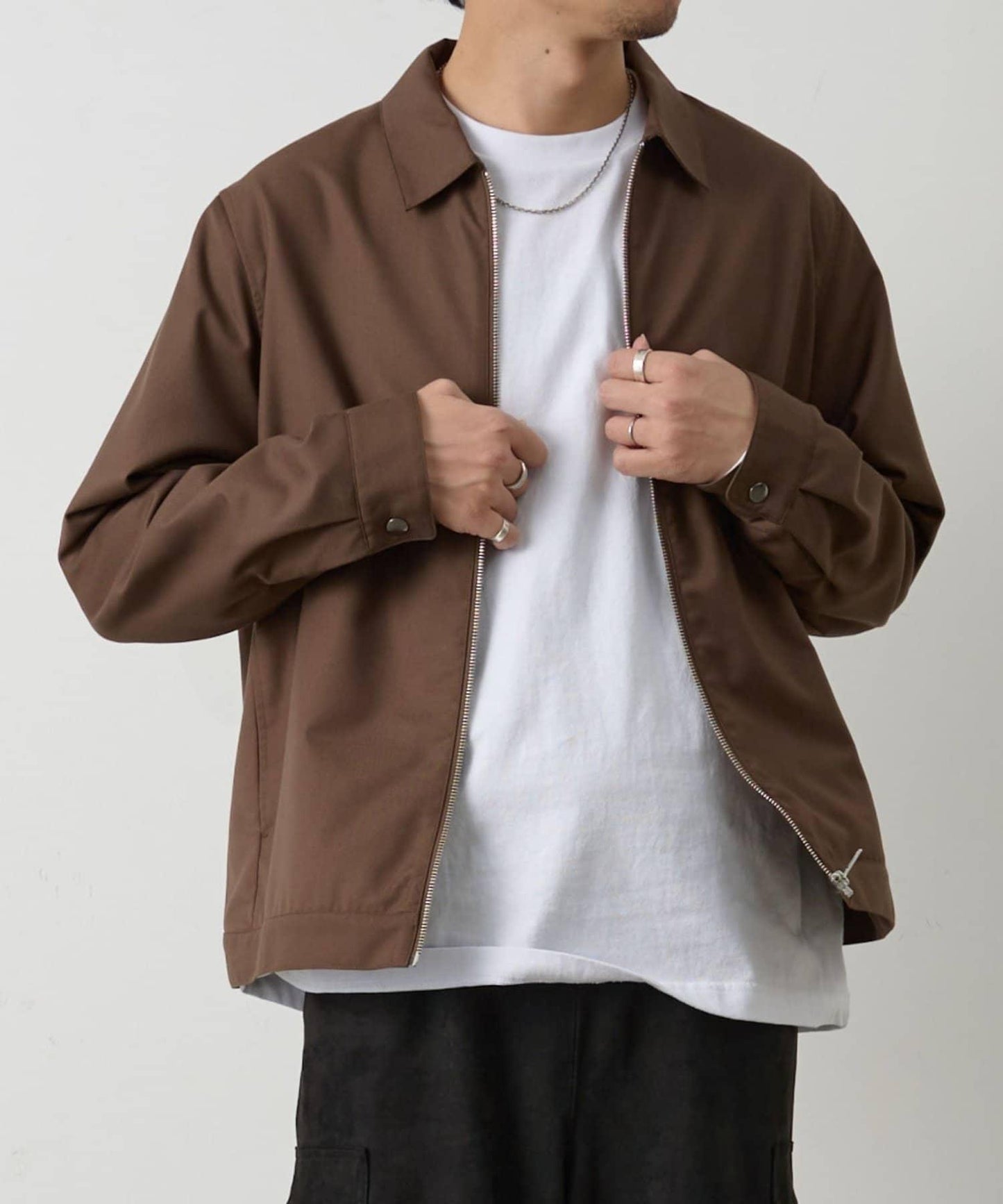 可成套搭配 舒適斜紋 拉鍊襯衫