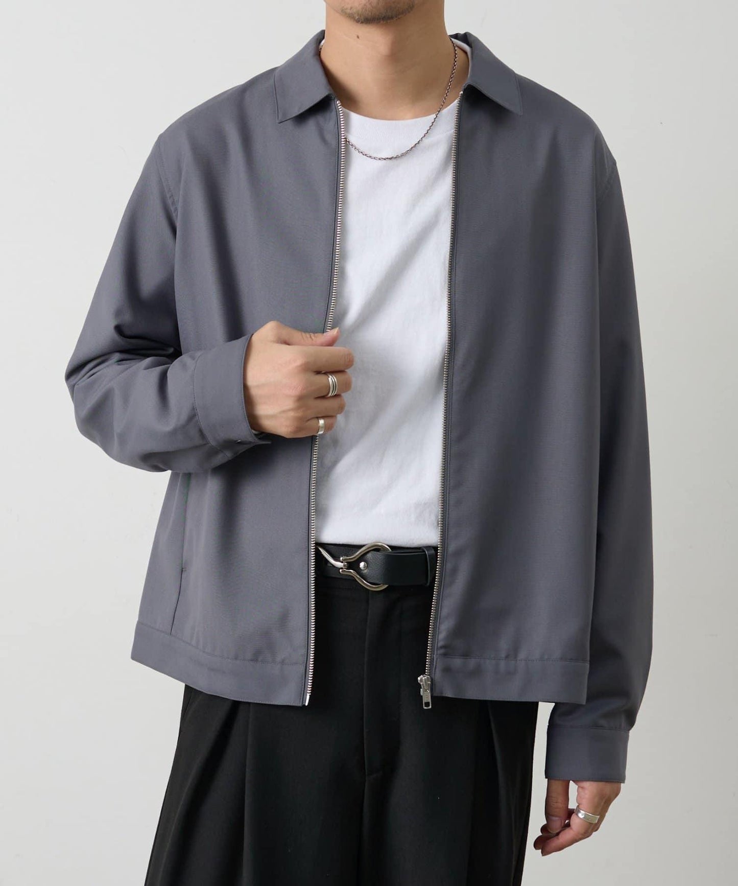 可成套搭配 舒適斜紋 拉鍊襯衫