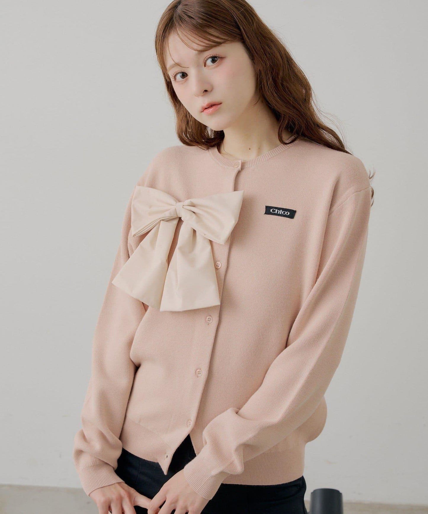 寬鬆 蝴蝶結 針織開衫