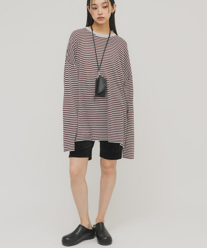 透紗條紋寬鬆針織上衣