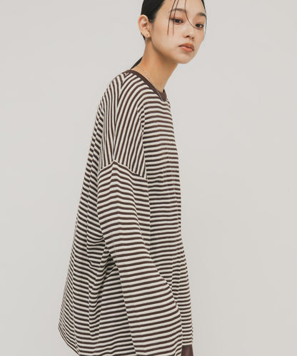 透紗條紋寬鬆針織上衣