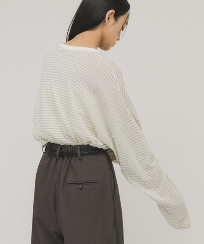 透紗條紋寬鬆針織上衣