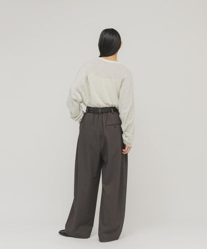 透紗條紋寬鬆針織上衣