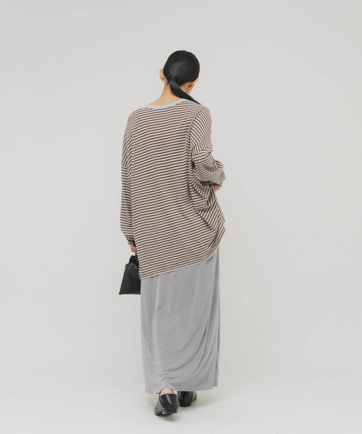 透紗條紋寬鬆針織上衣