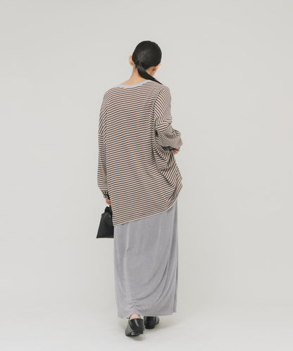 透紗條紋寬鬆針織上衣