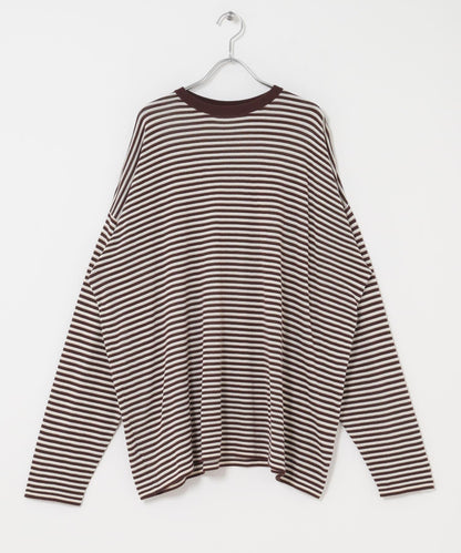 透紗條紋寬鬆針織上衣