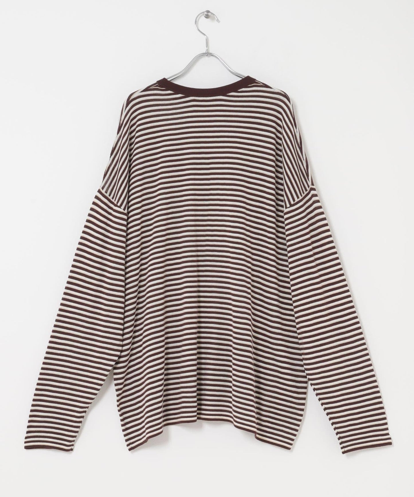 透紗條紋寬鬆針織上衣