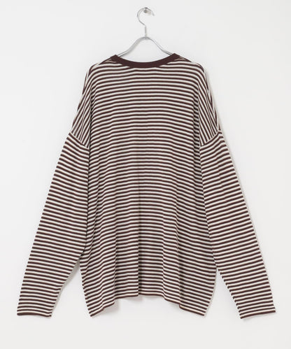 透紗條紋寬鬆針織上衣